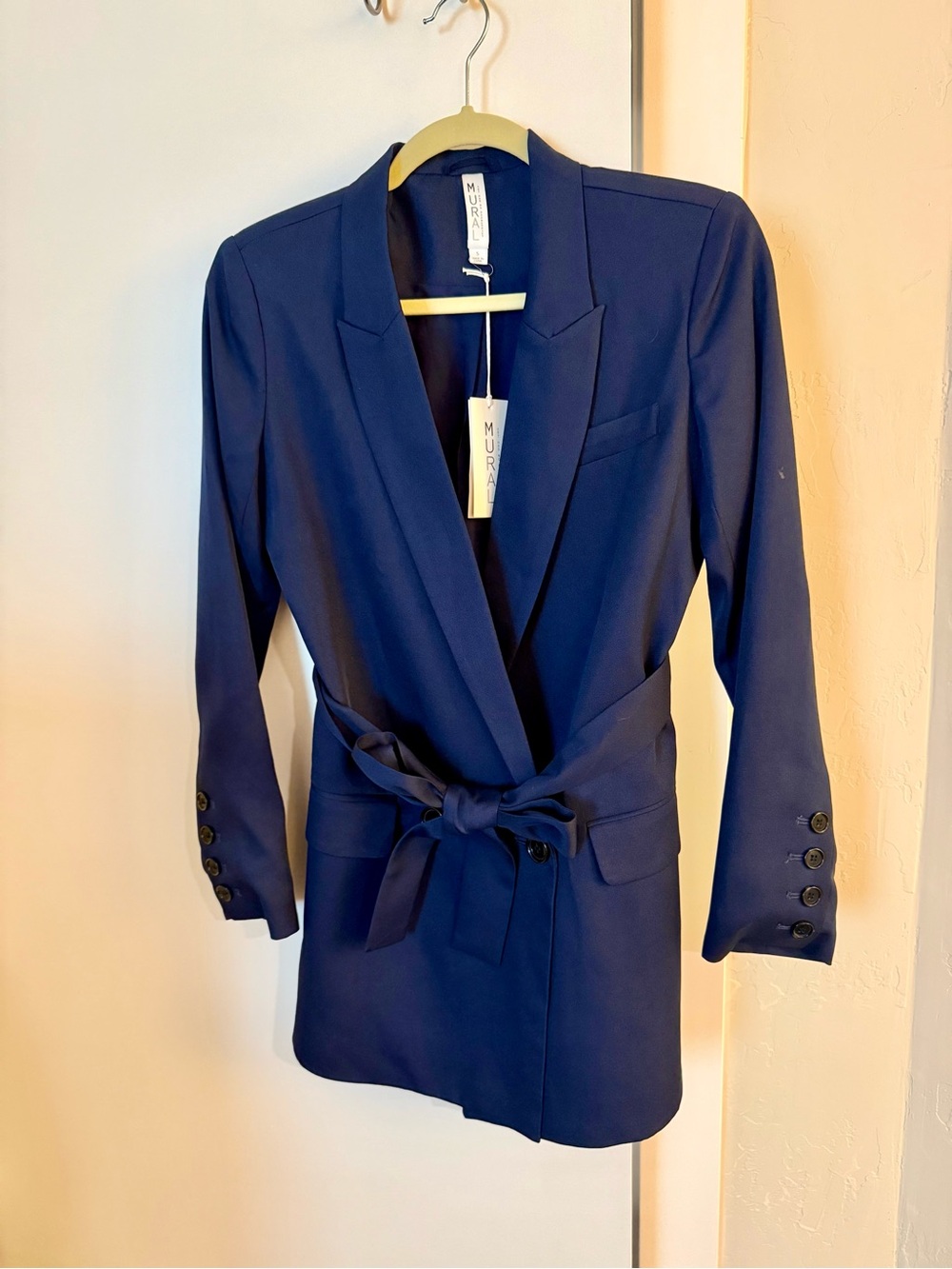 NWT - Mural Navy Tie-Waist Blazer